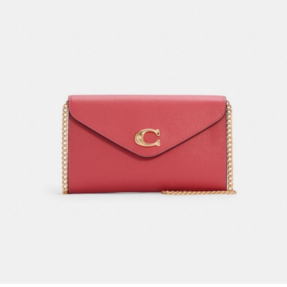 NWT Coach Strawberry Haze Pink Tammie Clutch Crossbody Purse Bag Wallet on Chain